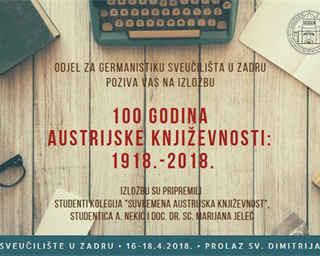 Poziv na izložbu "100 godina austrijske književnosti: 1918. – 2018."